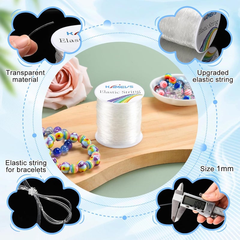 KAMEVS Crystal Elastic Cord, Clear Elastic String for Bracelets, Beading, Necklaces, Jewelry Making, 1mm Stretchy String Suitable for Various Types and Sizes of Beads - Image 4